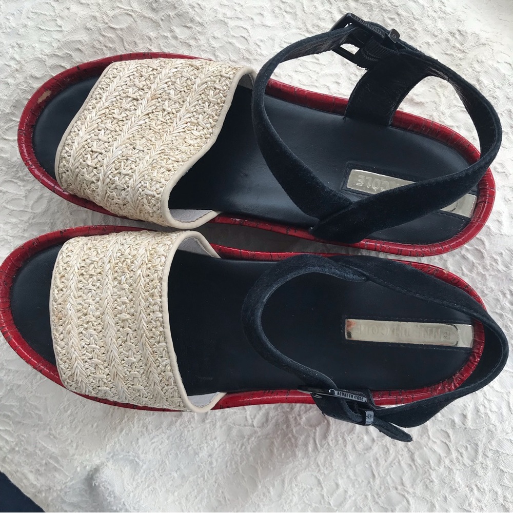 Kenneth Cole Danton platform shoes red/black straps size 9M - Picture 15 of 16